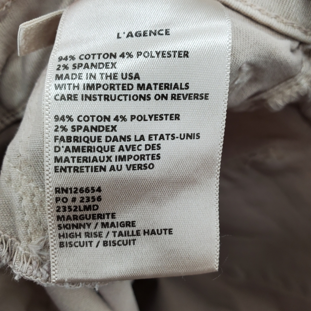 L'AGENCE Marguerite Skinny High Rise Jeans Biscuit - Picture 6 of 13